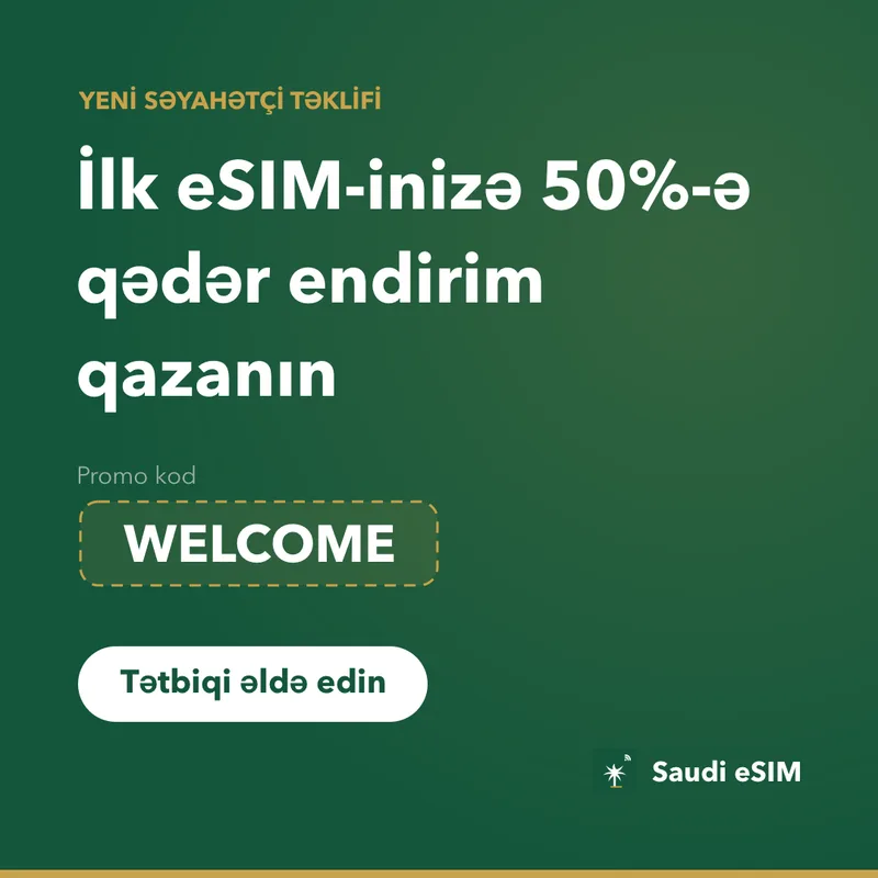 Saudi eSIM Promo Kodu — WELCOME, 15% Endirim