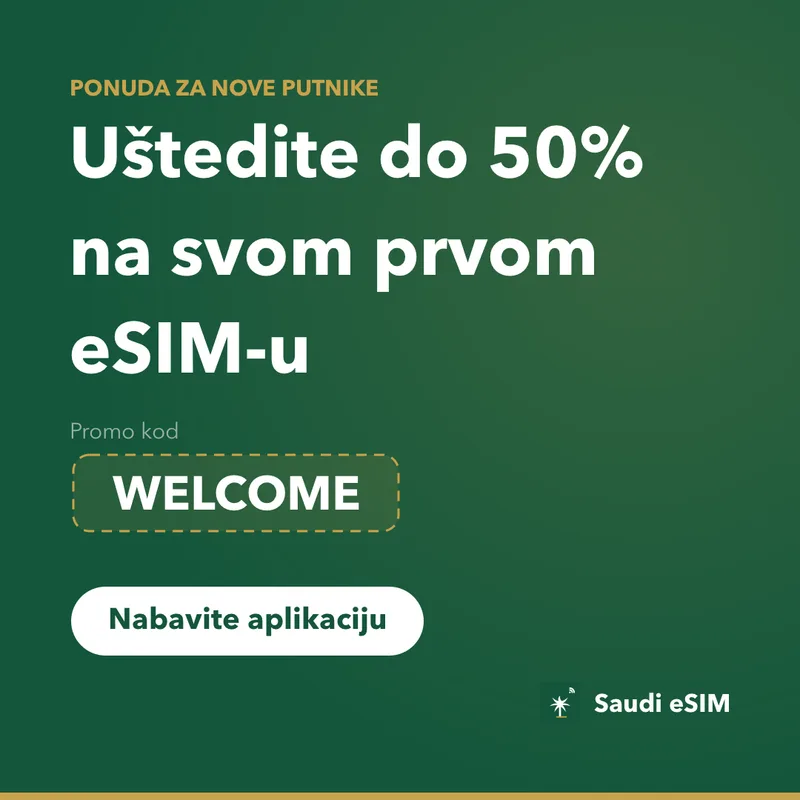 Saudi eSIM promo kod — WELCOME, 15% popusta
