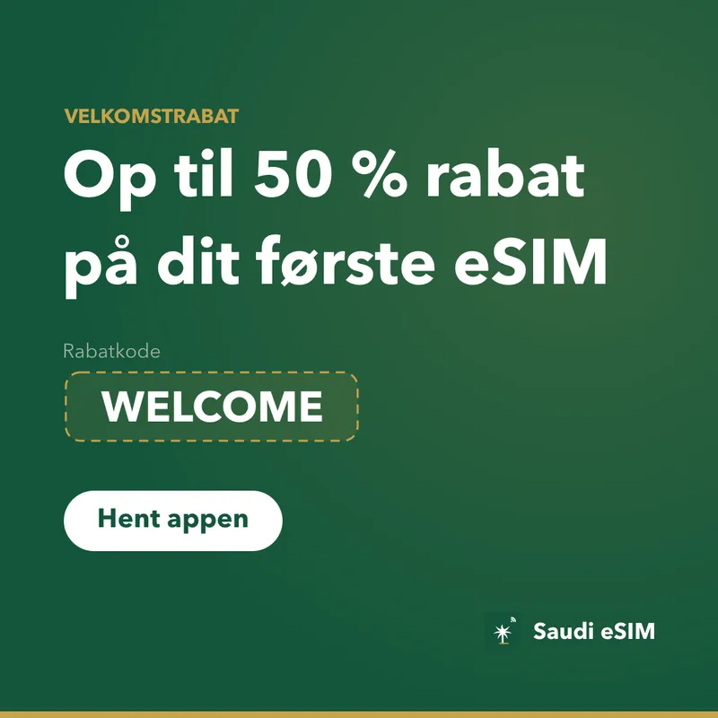 Saudi eSIM-rabatkode: WELCOME, 15% rabat