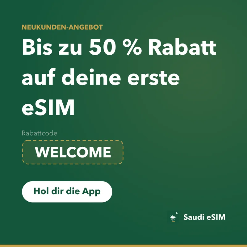 Saudi eSIM Rabattcode — WELCOME, 15% Rabatt