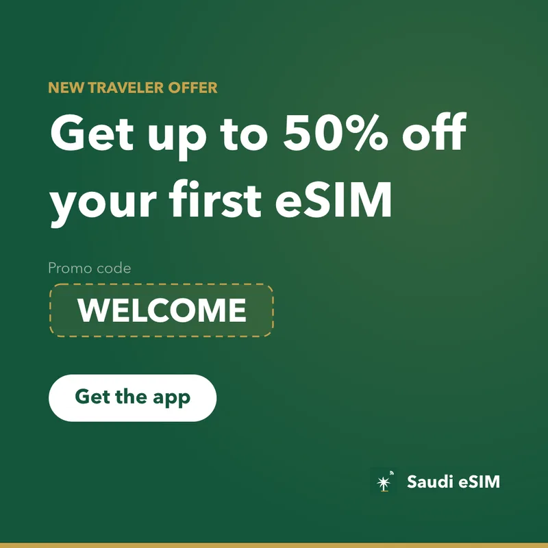 Saudi eSIM Promo Code — WELCOME, Up to 50% Off