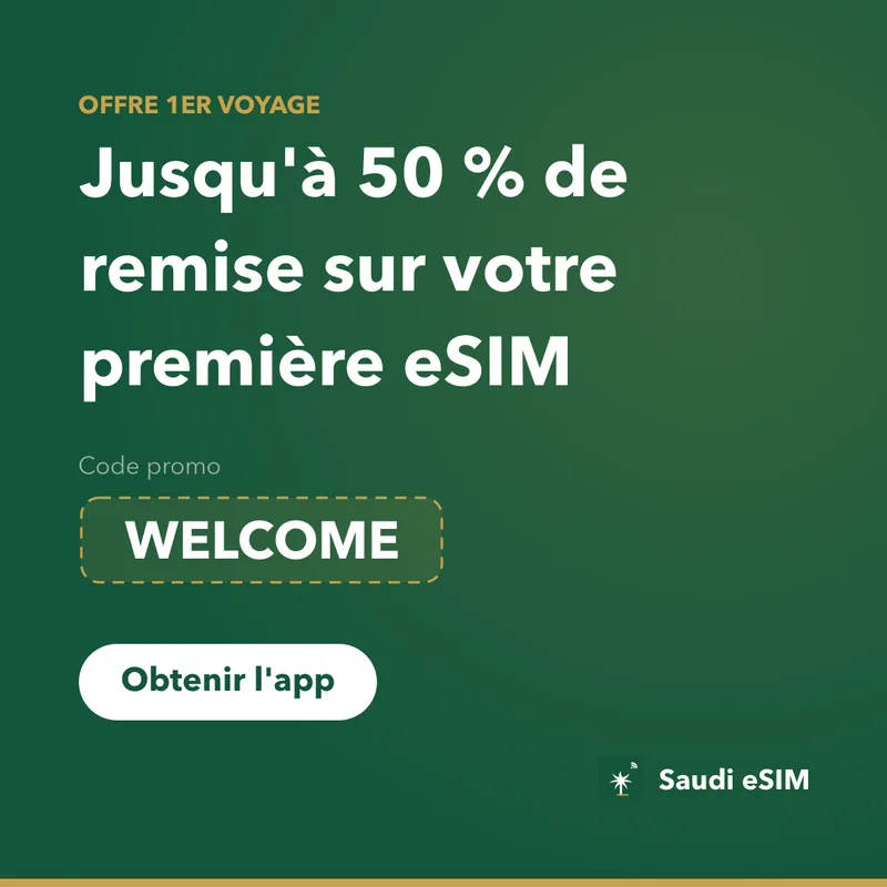 Code Promo Saudi eSIM — WELCOME, 15% de remise