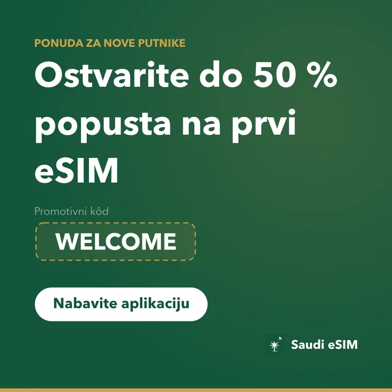 Saudi eSIM promo kod — WELCOME, 15% popusta