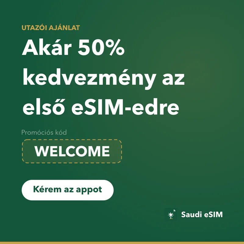 Saudi eSIM Promóciós Kód — WELCOME, 15% Kedvezmény