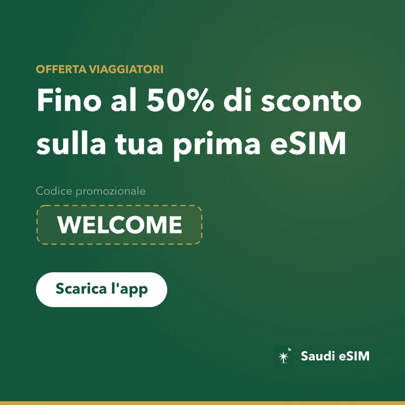 Codice Promo Saudi eSIM — WELCOME, 15% di sconto