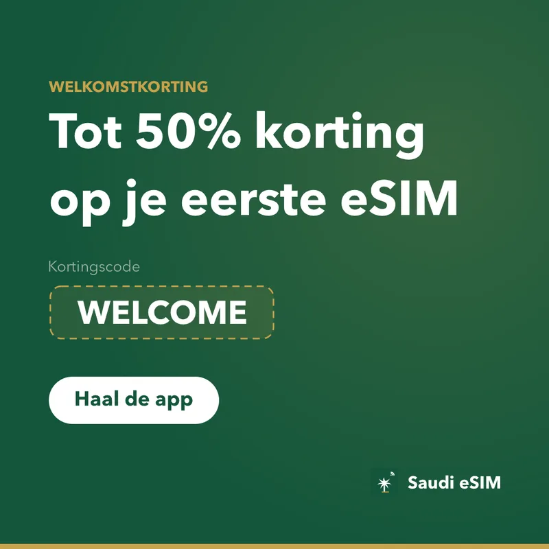 Saudi eSIM Kortingscode — WELCOME, 15% Korting