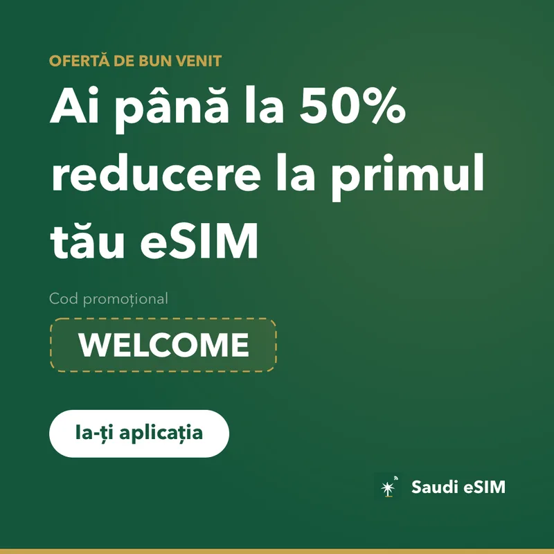 Cod Promoțional Saudi eSIM — WELCOME, 15% Reducere