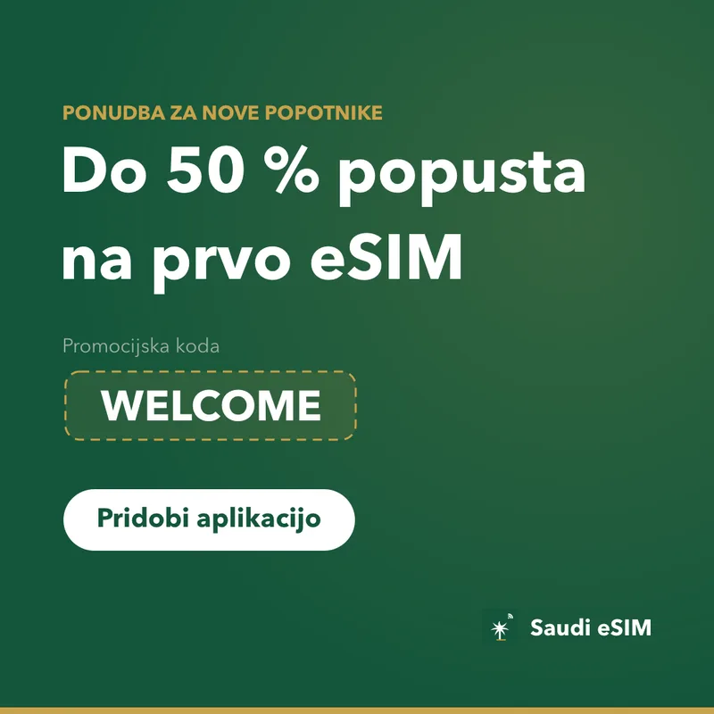 Promocijska koda Saudi eSIM — WELCOME, 15 % popusta