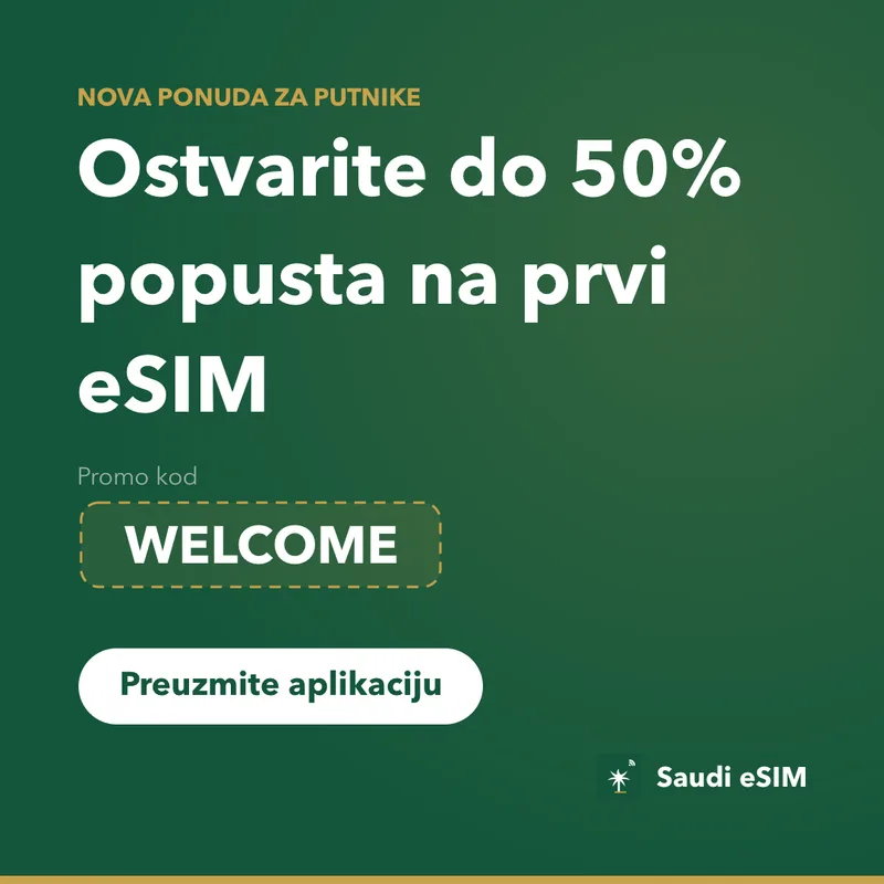 Saudi eSIM promo kod — WELCOME, 15% popusta