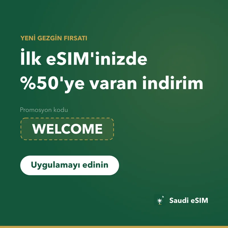 Saudi eSIM Promosyon Kodu — WELCOME, %15 İndirim