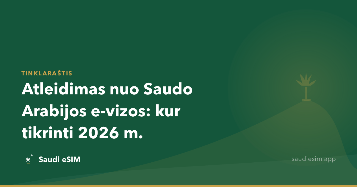 Atleidimas nuo Saudo Arabijos e-vizos: kur tikrinti 2026 m.
